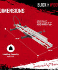 Motorcycle Hitch Carrier With Wheel Chock And Loading Ramp, Beefy Aluminum Build, 400 Lb Capacity dimensions and details.
