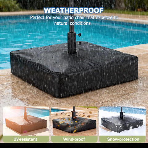 Patio Umbrella Base Cover For Square Stands Heavy Duty 600D Waterproof Anti UV Weatherproof Cover Only 30 Inch By 30 Inch By 5 Inch Black Fits Most Square Bases on wet patio by pool