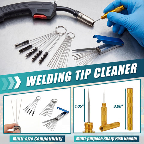 All-in-One MIG Welding Gun Maintenance Kit For MB15 And 15AK Torch, showing welding tip cleaner and tools