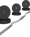 Olympic Curl Bar Weight Set With Six Plates And Bar Clamps For Lifts 55Lb Home Gym, Ideal For Strength Training And Muscle Building