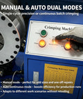 Manual and auto dual mode control panel of Top Tier 220V Electric Hydraulic Hose Crimper For Auto And Shop Use.