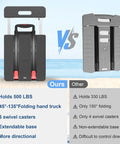 Comparison of Foldable Dolly Cart With 500 Lb Capacity, Built Like A Tank, Six Wheel Design, Heavy Duty Hand Truck On Wheels