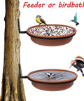 Built Tough Tree Mounted Bird Feeder With Brick Red Bath Tray 8.5 Inch Diameter 1.85 Inch Deep installed on tree