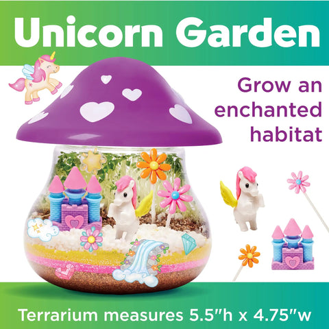 Plant And Grow Unicorn Forest Terrarium Kit For Kids With Unicorn Figures, STEM Learning Toys, Screen Free Summer Crafts And Fun For Girls Ages 6 And Up, Easy Build Unicorn Garden Lab For Creative Play, 5.5in
