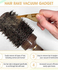 Using Vacuum Hair Brush Cleaner Tool For Pet And Human Hair Removal on hairbrush, Easy Peasy Rake Comb in action
