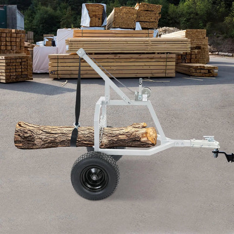 Heavy Duty Log Trailer For Farm Use, Two Wheel Utility Trailer Built Tough With Sturdy Frame And Chain, holding logs