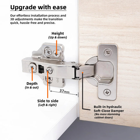 Full Overlay European Soft Close Cabinet Hinges For Kitchen Cabinets 20 Pieces 105 Degree Frameless Concealed Cabinet Door Hinge Six Way Adjustable Clip On Plate For Easy Installation DecoBasics installed view