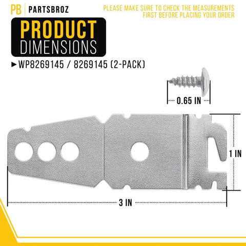 Dimensions of Two Pack Dishwasher Mounting Bracket For Whirlpool Maytag And Kenmore Easy Install Direct Replacement, with screw
