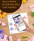 Hand holding phone near colorful chenille stems, part of 500 Pieces Pastel Pipe Cleaners Flower Kit For Flower Making Pink White Green Yellow 6 Color Chenille Stems Glue Free And Safe For Kids DIY Tutorial For Kids Craft Projects.