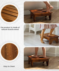 6.5 Inch Wooden Step Stool For Adults No Assembly Required Handy Boost To Reach High Shelves 500 Lbs Capacity One Step Stool