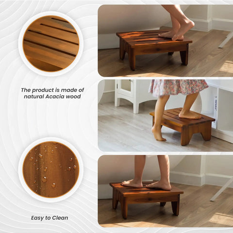 6.5 Inch Wooden Step Stool For Adults No Assembly Required Handy Boost To Reach High Shelves 500 Lbs Capacity One Step Stool