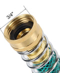 Close-up of brass 2 Pack 5.7 Inch Garden Hose Extension Adapters With Coil Spring Protectors, 3/4 inch threaded fitting