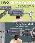 Rivet Nut Drill Adapter Kit With Dual Drive Modes Drill And Ratchet, two modes shown, gray finish, DIY and pro use