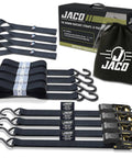 Beefy Heavy Duty Ratchet Tie Down Straps 1 Inch By 15 Feet Pack Of 4 With 1823 Lbs Break Strength Black For Securing Cargo