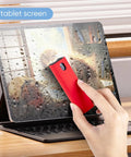 Hand using 6 Pack Screen Cleaner Kit 2 In 1 Touchscreen Mist Cleaner, Spray And Wipe With Microfiber Cloth on tablet screen