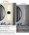 Comparison of dimmable LED vanity light bar for bathroom, 360-degree full illumination, black 24 inch, 4000K natural white