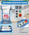Close-up of The Real Deal 2 In 1 Plastic Film Sleeve Seal And Shrink Packaging Machine Auto Heat Tunnel For Bottles And Cans Professional Grade Easy Button Access AC220V controls and functionality.