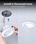 Install 4 Inch Led Recessed Downlight 5Cct Tunable White Dimmable Ceiling Fixture 4 Pack in recessed cans with included adapter.