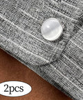 Copper Button Covers For Travel And Formal Wear Snap On Cufflink Style Accessories, close-up on fabric with button detail.