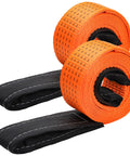 Two Pack 2 Inch By 10 Foot Heavy Duty Lifting Slings Nylon Web Slings 15,000 Lb Capacity Double Ply Winch Straps Orange