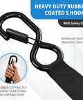 Heavy Duty Auto Retractable Ratchet Straps 4 Pack, 1 Inch Wide By 6 Feet Long, 1500 Lb Break Strength, showing rubber coated S hooks with safety clips.