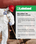 Worker wearing MicroMax Protective Disposable Coverall For Painting And Cleaning Jobs With Respirator Fit Hood White 4X Large
