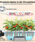 Indoor Hydroponics Growing System Kit With 17 Pod Garden, Dual Fan Circulation, Full Spectrum Grow Light, and plants growing
