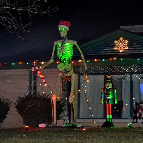 12 Foot Skeleton Light Kit With RGB Color Changing LEDs Outdoor Halloween Decor With Timer Waterproof Boss Level Giant Skeleton Accessory
