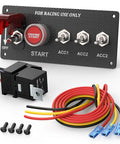 5 In 1 Ignition Switch Panel With Red LED Toggle For Boats And Cars DC 12V 30A Racing Switch Panel Push Start Kit Easy DIY Install