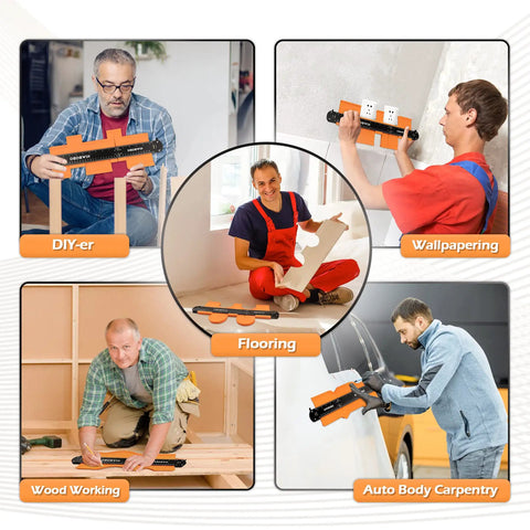 Connectable Contour Gauge With Lock 10 Plus 5 Inch Extended Profile Tool used in flooring, DIY, wallpapering, carpentry.