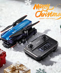 Beast Of A Drone With 8K Photos And 4K Video, 3-Axis Gimbal For Ultra Smooth Shots displayed with controller on snowy surface.