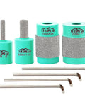 Stained Glass Grinder Bits Brass Core Diamond Head Set for Glass Art Projects, Includes 1 1/8 Inch, 1/4 Inch, and 3/4 Inch Bits