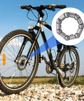 Mountain bike on rocky path with zoomed-in view of a ball bearing from 20 Pcs Bike Bearing Set For BMX And Road Rides