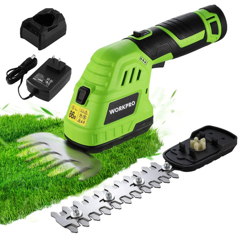 12V Cordless Grass Shear And Hedge Trimmer 2 In 1 Handheld Electric Grass Cutter With 2.0Ah Lithium Battery And 1 Hour Fast Charger