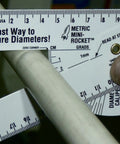 Dead Nuts Reliable Mini Metric Pipe Diameter Caliper And Ruler Set Heavy Duty Vinyl Gauge with swing arm measuring pipe diameter.