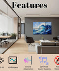Total Vibe Upgrade With These Peel And Stick Acoustic Panels 6 Pack Sound Absorbing Ocean Wave Wall Pads Noise Dampening Foam Totally Kills Echo For Home Recording Studio with wave art in modern office.