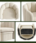 Super Snug White Barrel Accent Chair With Storage Ottoman In Thick Teddy Boucle Fleece Plush Lounge, top view of plush seating.