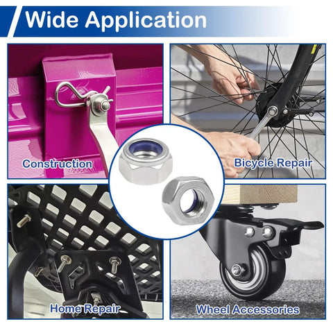 15 Pcs M10 1.5 Nylon Insert Lock Nuts Hex Nylock Self Locking Nut 304 Stainless Steel 18 8 DIN985 used in repairs