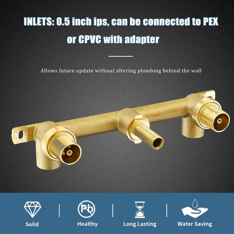 R3500-WL Rough-In Valve For 2-Handle Wall-Mount Bathroom Faucets Replacement Durable Brass Construction Valve Only Trim Not Included