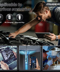 Mechanic using Dual Lens 1920P HD Endoscope Camera With 8 LED Lights for car inspection, displaying live feed on tablet