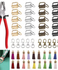 51 Piece Heavy Duty Key Fob Pliers And Hardware Kit With Tassels Glass Running Pliers With Flat Jaws And Rubber Tip Attachments