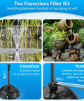 Two functions of Pond Filter With Pump Fountain Kit Built-In UV Clarifier 660GPH 40W For Outdoor Ponds Garden Fish Tanks