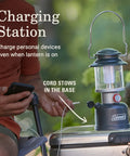 Person using Beast Bright 800 Lumen LED Lantern With USB Charging Ports outdoors, showing rugged carabiner handle