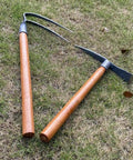 Go-To Two-Piece Garden Pick And Hoe Set, 19.6 Inch, Durable 2-Prong Hand Tool With Wooden Handle on grass