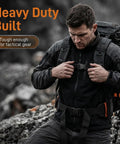 Man adjusting Heavy Duty One Inch Side Release Buckles With Screw Pin For Webbing Straps Two Pack on a tactical backpack.