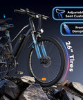 Powerful 1500W Peak Electric Bike For Adults With 80 Mile Range, 26 Inch Tires, Shock Absorber, urban terrain focus