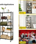 Super Durable Triple Tier Metal Wire Shelf That Is Hella Versatile For Kitchen Pantries Garages And Bedrooms Easy Foldable Design Makes Clutter Disappear Fast in kitchen, bathroom, and exhibition settings.