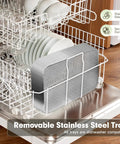 Hella Big 18 Tray Stainless Steel Food Dehydrator Machine With Smooth Touch Panel And 24 Hour Timer For Prepping Jerky Herbs Meats And Veggies With Zero Fuss At Home Or Shop, shown with removable stainless steel tray in dishwasher.