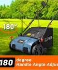 2 In 1 Electric Dethatcher And Scarifier For Lawn Care With A Handy Walk Behind Design, 15 Inch Width, 13 Amp Power, Handle Adjust