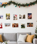 Dope 20 Pack 4x6 Inch Aluminum Sublimation Photo Blanks displayed on a wall with holiday-themed images and decor.